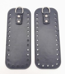 Angel Çanta Aksesuar Lacivert Suni Deri Dikdörtgen Çanta Yan Parçası Gümüş Metalli - Angel Çanta Aksesuar