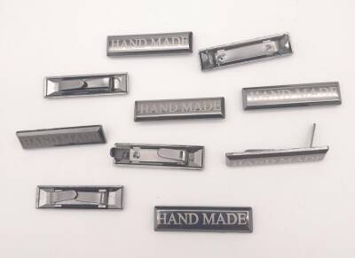 Angel Çanta Aksesuar 10 lu Handmade Yazılı Metal Etiket Plaka Süs Füme Renk - 1