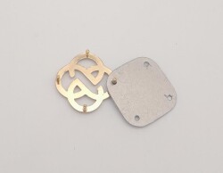 Angel Çanta Aksesuar 2 cm Çiçek Light Gold Plaka Süs - 4