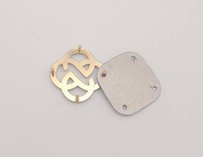 Angel Çanta Aksesuar 2 cm Çiçek Light Gold Plaka Süs - 4