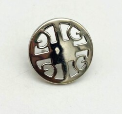 Angel Çanta Aksesuar 3 Cm Gümüş Renk Yuvarlak Plaka Süs - Angel Çanta Aksesuar
