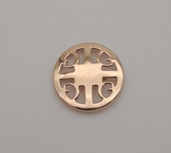 Angel Çanta Aksesuar 3 cm Yuvarlak Model Desenli Light Gold Plaka Süs - Angel Çanta Aksesuar