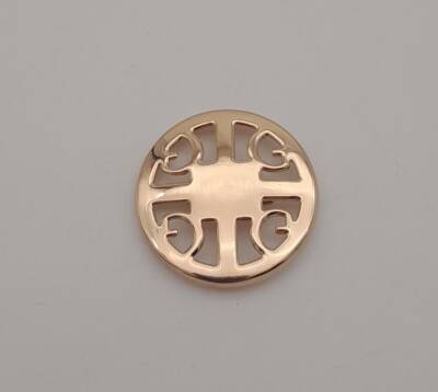 Angel Çanta Aksesuar 3 cm Yuvarlak Model Desenli Light Gold Plaka Süs - 1