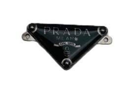 Angel Çanta Aksesuar 3.5x2 Cm Prada Metal Plaka Etiket Süs Füme Metalli - Angel Çanta Aksesuar