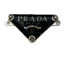 Angel Çanta Aksesuar 3.5x2 Cm Prada Metal Plaka Etiket Süs Gümüş Metalli - Angel Çanta Aksesuar