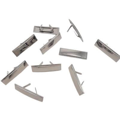 Angel Çanta Aksesuar 4.8x1.4 cm Metal Etiket Plaka Süs Gümüş Renk 10 Adet - 1