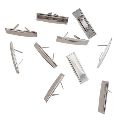 Angel Çanta Aksesuar 4.8x1.4 cm Metal Etiket Plaka Süs Gümüş Renk 10 Adet - 2