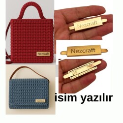 Angel Çanta Aksesuar 4x1 Cm Metal Plaka Etiket 5 Adet (İstenilen İsim Yazılır) - Angel Çanta Aksesuar