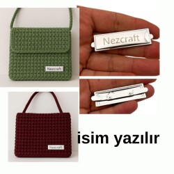 Angel Çanta Aksesuar 5x1.5 Cm Metal Plaka Etiket 5 Adet (İstenilen İsim Yazılır) - Angel Çanta Aksesuar