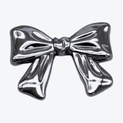 Angel Çanta Aksesuar 6x5 cm Kurdele Model Plaka Süs Gümüş Renk - Angel Çanta Aksesuar