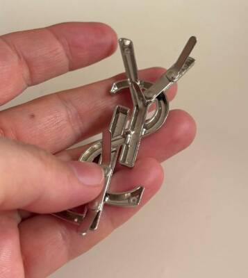 Angel Çanta Aksesuar 7X3 Cm Gümüş YSL Metal Plaka Etiket Süs - 2