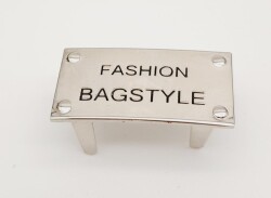 Angel Çanta Aksesuar Fashion Bagstyle Yazılı Plaka Süs Gümüş Renk - Angel Çanta Aksesuar