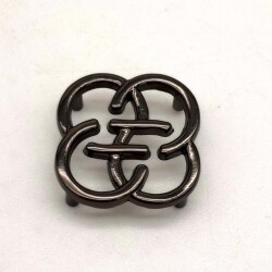 Angel Çanta Aksesuar Füme Renk 2 Cm Çiçek Model Plaka Süs - Angel Çanta Aksesuar