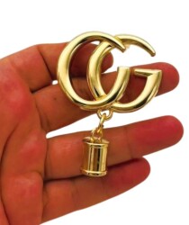 Angel Çanta Aksesuar G Model Püsküllü Plaka Süs Light Gold Renk - Angel Çanta Aksesuar