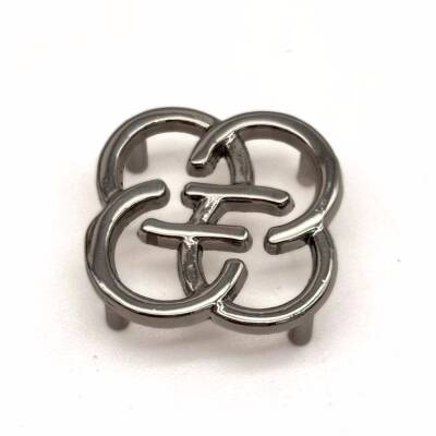 Angel Çanta Aksesuar Gümüş Renk 2 Cm Çiçek Model Plaka Süs - 1