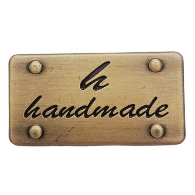Angel Çanta Aksesuar Handmade Yazılı Metal Etiket 3.7x2 cm Plaka Süs Antik Renk - 1