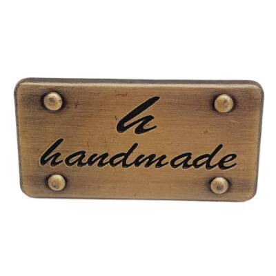 Angel Çanta Aksesuar Handmade Yazılı Metal Etiket 3.7x2 cm Plaka Süs Antik Renk - 3