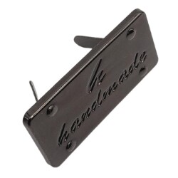 Angel Çanta Aksesuar Handmade Yazılı Metal Etiket 3.7x2 cm Plaka Süs Füme Renk - 2