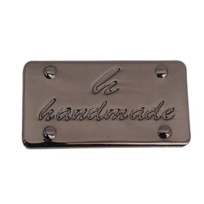Angel Çanta Aksesuar Handmade Yazılı Metal Etiket 3.7x2 cm Plaka Süs Füme Renk - 1