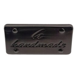 Angel Çanta Aksesuar Handmade Yazılı Metal Etiket 3.7x2 cm Plaka Süs Füme Renk - 3