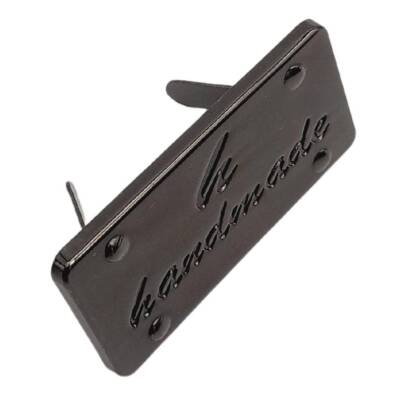 Angel Çanta Aksesuar Handmade Yazılı Metal Etiket 3.7x2 cm Plaka Süs Füme Renk - 2