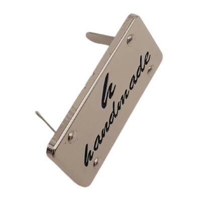 Angel Çanta Aksesuar Handmade Yazılı Metal Etiket 3.7x2 cm Plaka Süs Gümüş Renk - 2