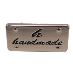 Angel Çanta Aksesuar Handmade Yazılı Metal Etiket 3.7x2 cm Plaka Süs Gümüş Renk - 3