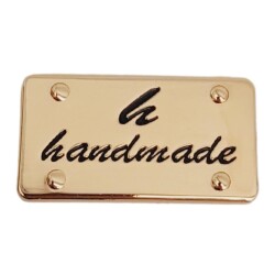 Angel Çanta Aksesuar Handmade Yazılı Metal Etiket 3.7x2 cm Plaka Süs Light Gold Renk - Angel Çanta Aksesuar