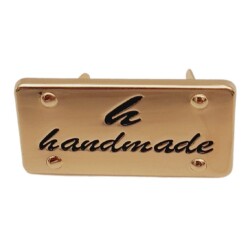 Angel Çanta Aksesuar Handmade Yazılı Metal Etiket 3.7x2 cm Plaka Süs Light Gold Renk - 3