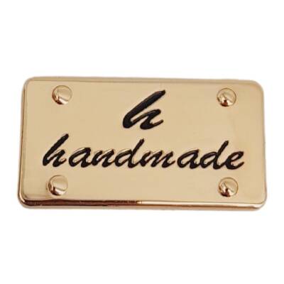 Angel Çanta Aksesuar Handmade Yazılı Metal Etiket 3.7x2 cm Plaka Süs Light Gold Renk - 1