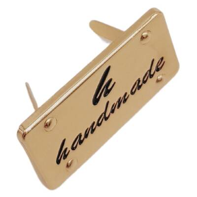 Angel Çanta Aksesuar Handmade Yazılı Metal Etiket 3.7x2 cm Plaka Süs Light Gold Renk - 2