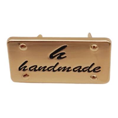 Angel Çanta Aksesuar Handmade Yazılı Metal Etiket 3.7x2 cm Plaka Süs Light Gold Renk - 3