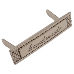Angel Çanta Aksesuar Handmade Yazılı Metal Etiket 4x1 cm Plaka Süs Gümüş Renk - 2