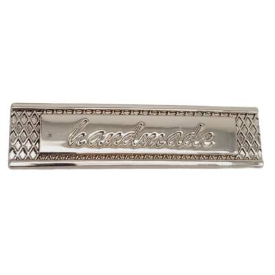 Angel Çanta Aksesuar Handmade Yazılı Metal Etiket 4x1 cm Plaka Süs Gümüş Renk - 4