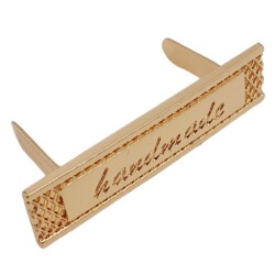 Angel Çanta Aksesuar Handmade Yazılı Metal Etiket 4x1 cm Plaka Süs Light Gold Renk - 2