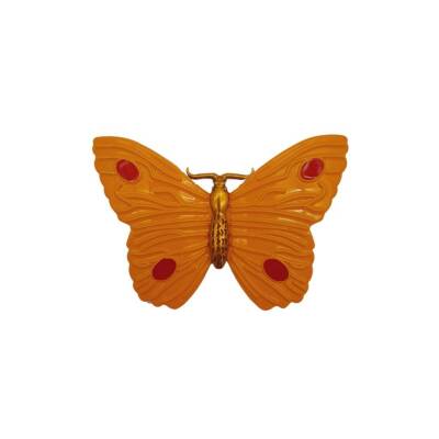 Angel Çanta Aksesuar Kelebek Model Hardal Renk Plaka Süs - 1