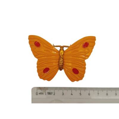 Angel Çanta Aksesuar Kelebek Model Hardal Renk Plaka Süs - 3