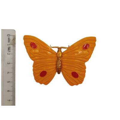 Angel Çanta Aksesuar Kelebek Model Hardal Renk Plaka Süs - 4