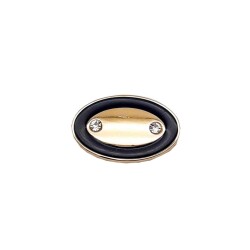 Angel Çanta Aksesuar Light Gold Siyah Çerçeveli Oval Plaka Süs - Angel Çanta Aksesuar