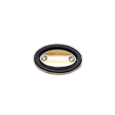 Angel Çanta Aksesuar Light Gold Siyah Çerçeveli Oval Plaka Süs - 1