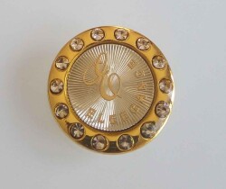 Angel Çanta Aksesuar Yuvarlak Taşlı Gold Plaka Süs - Angel Çanta Aksesuar