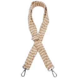 Angel Çanta Aksesuar 120x3 cm Jüt Kolon Çanta Sapı Bej Çizgili Gümüş Metalli - Angel Çanta Aksesuar