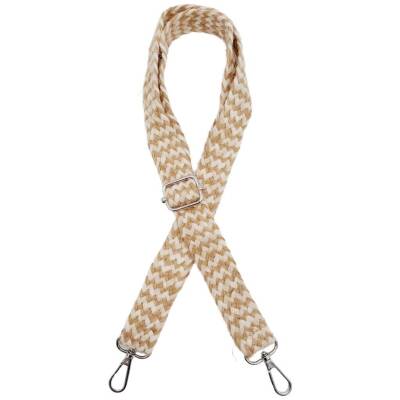 Angel Çanta Aksesuar 120x3 cm Jüt Kolon Çanta Sapı Bej Çizgili Gümüş Metalli - 1