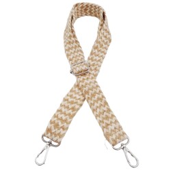 Angel Çanta Aksesuar 120x3 cm Jüt Kolon Çanta Sapı Bej Çizgili Gümüş Metalli - 2