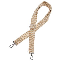 Angel Çanta Aksesuar 120x3 cm Jüt Kolon Çanta Sapı Bej Çizgili Gümüş Metalli - 3