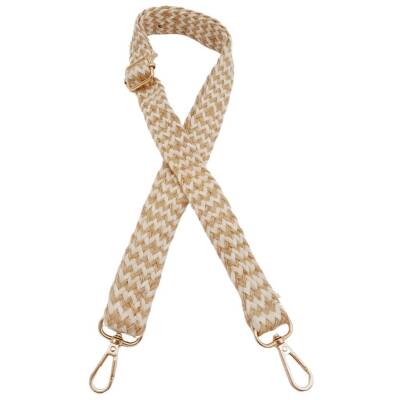Angel Çanta Aksesuar 120x3 cm Jüt Kolon Çanta Sapı Bej Çizgili Light Gold Metalli - 2