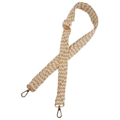 Angel Çanta Aksesuar 120x3 cm Jüt Kolon Çanta Sapı Bej Çizgili Light Gold Metalli - 3