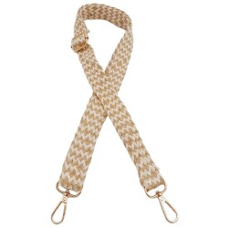 Angel Çanta Aksesuar 120x3 cm Jüt Kolon Çanta Sapı Bej Çizgili Light Gold Metalli - 2