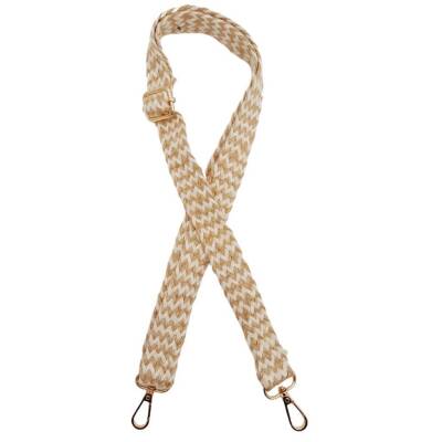 Angel Çanta Aksesuar 120x3 cm Jüt Kolon Çanta Sapı Bej Çizgili Light Gold Metalli - 1