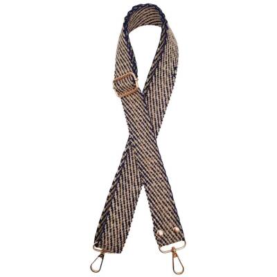 Angel Çanta Aksesuar 120x3 cm Jüt Kolon Çanta Sapı Lacivert Renk Light Gold Metalli - 1